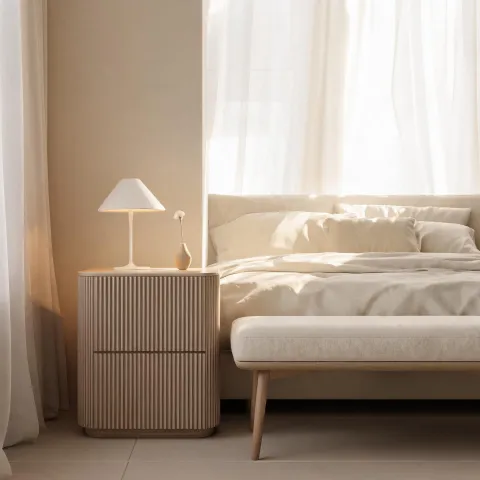 Fluted nightstand and bench