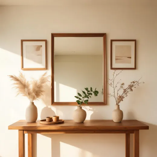 Console table and home decor vignette