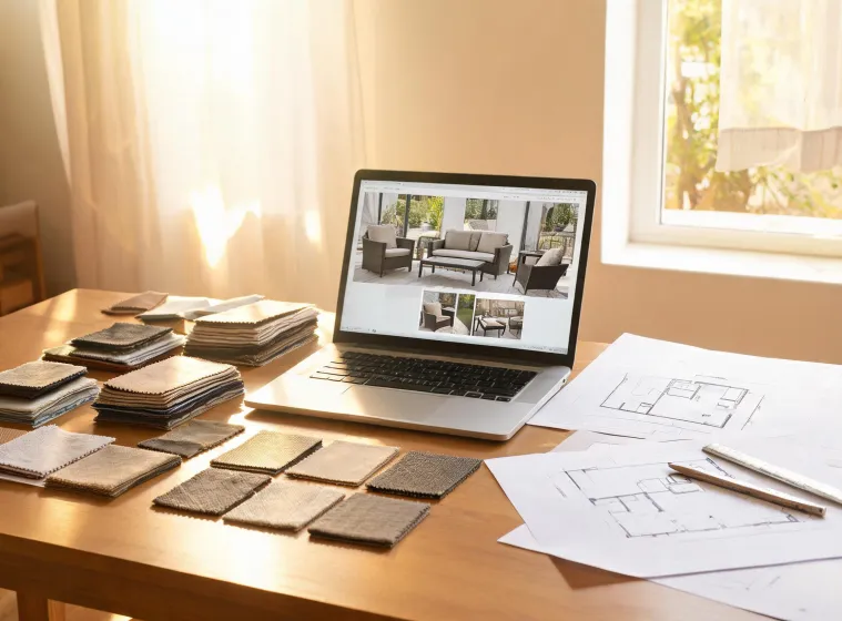 Room planning table for patio and interior furniture